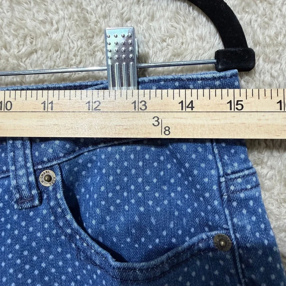 Michael Kors Skinny Jeans Womens 8 Blue Polka Dot High Rise Stretch Denim Casual